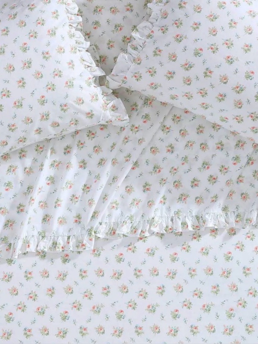 Laura Ashley Orange Floral Ruffled Victoria Pillowcase Set  ~ Cottage Chic